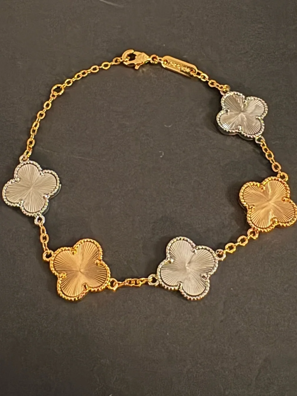 Stainless Steel Gold Silver Two Tone Clover Chain Bracelet Adjustable up to 8”
